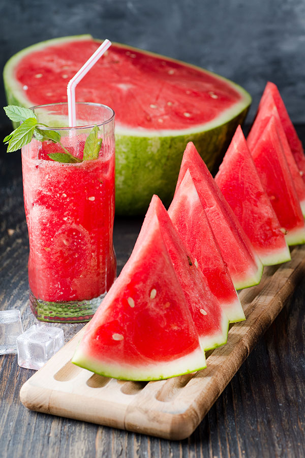 watermelon slices and juice