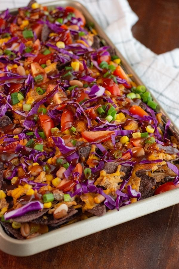 Layered BBQ Chicken Nachos Layered BBQ Chicken Nachos